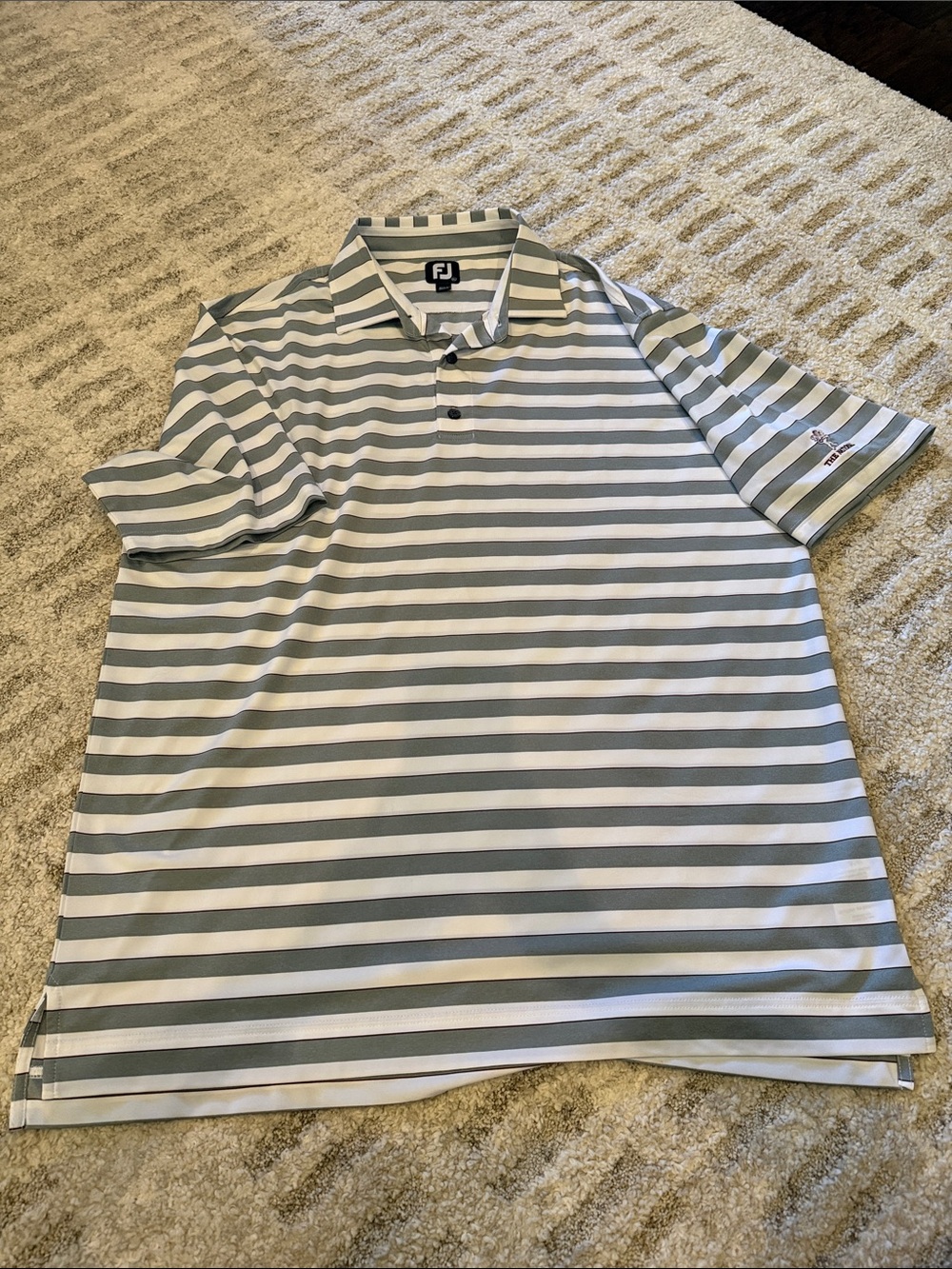 FootJoy Sage Green and White Striped Polo Size XL